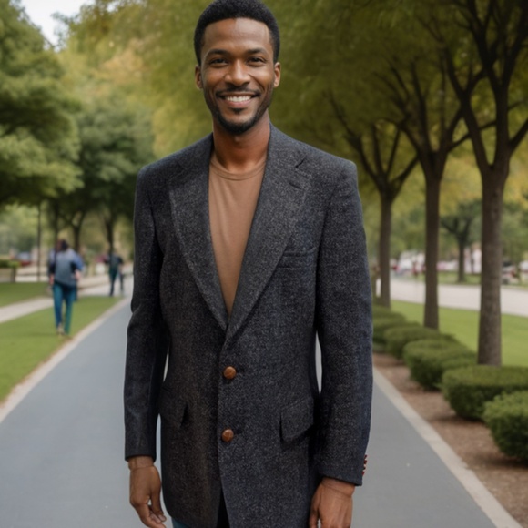 80s RALPH LAUREN WOOL BLUE BLAZER W LEATHER BUTTONS ECLECTIC GRANDPA SZ 36R - Picture 11 of 11